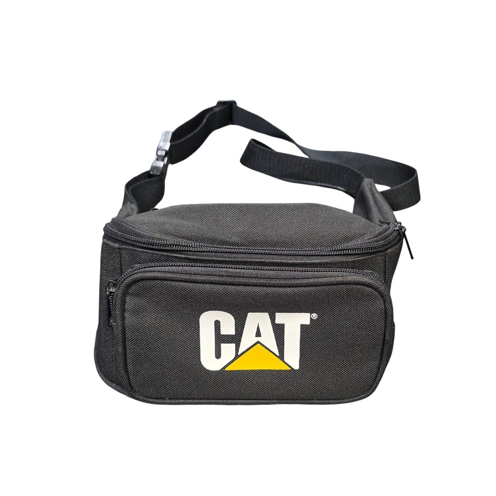 Vintage Caterpillar Canvas Waist Pack Bag Men's Black CAT Logo Norscot Group USA
